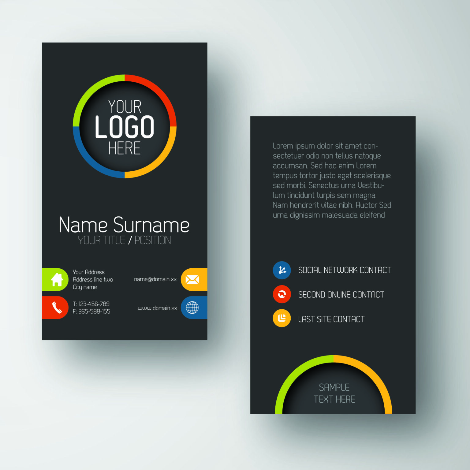 Vizitka flat ui kruhy color logo